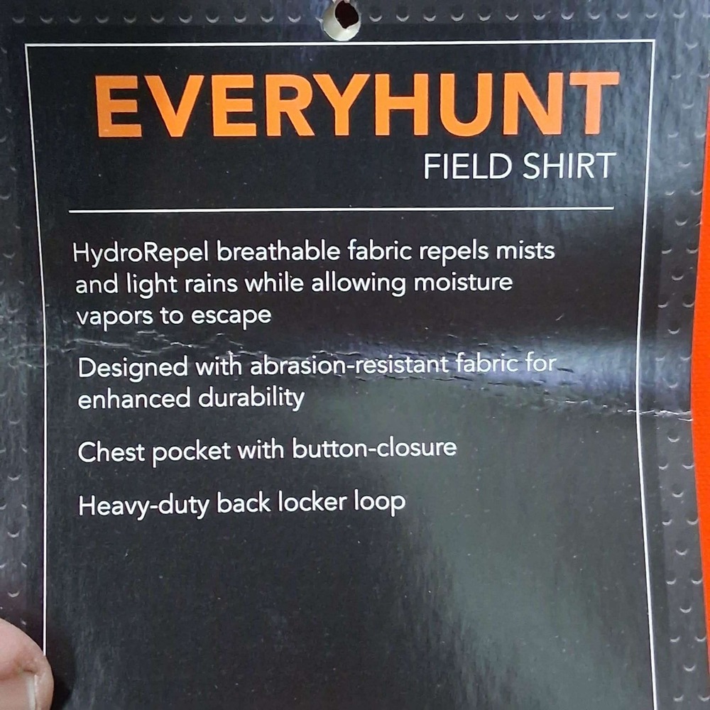 Field & Stream Shooting Shirt Mens XL Tan Orange hydroRepel Long Sleeve NWT - Picture 11 of 13
